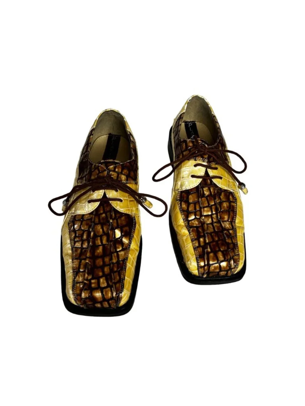 Platinum Mens Faux Leather Upper Crocodile Pattern Dress Shoes Size 8.5
